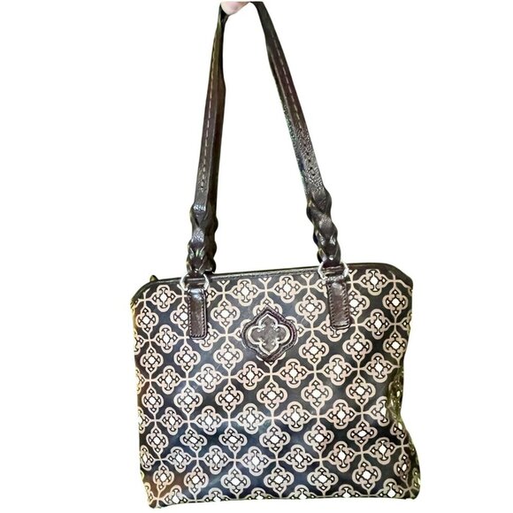 Brighton Renata Zip Tote Bag Heart Charm Chocolate Brown Black MSRP $200 - Picture 4 of 6